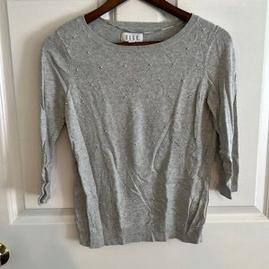 Elle Gray sweater with pearls 3/4 sleeve